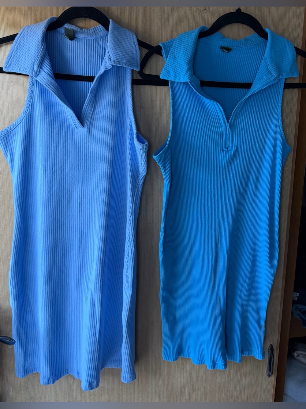 wild fable Light & Dark Blue Ribbed Sleeveless Polo Dress - Picture 3 of 3
